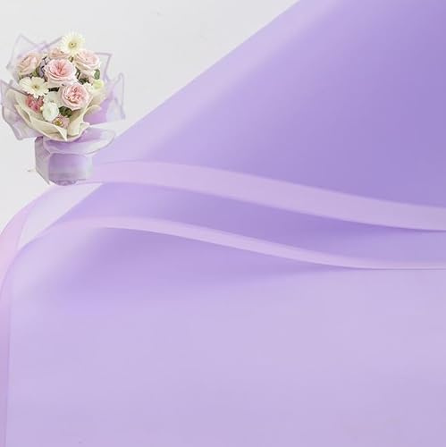 20 Pcs Light Purple border Flower Wrapping Paper,Waterproof Valentine's Day Bouquet Wrapping Paper 23x23Inch Used for DIY Crafts, Gift Packaging, Flower Shop Bouquet Packaging