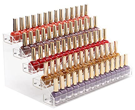 Witeygai Nail Polish Organizer, 5 Tiers Acrylic Nail Polish Rack,Clear Nail Polish Display Rack Stand Holder, for Holder Makeup Organizer