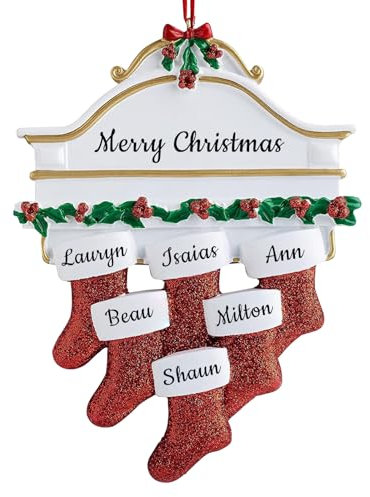 Personalisierte Weihnachtsornamente 2024 Familie mit 2/3/4/5/6/7/8 Socken Benutzerdefinierte Namensgeschenke für Weihnachtsbaum, Weihnachtsbaumanhänger Kreatives 6-köpfige Familie