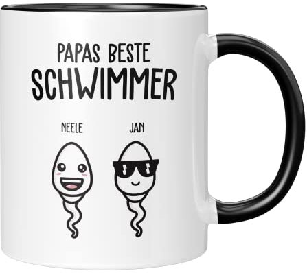 TassenTicker - Papas beste Schwimmer - Personalisiert - bester Papa - Geschenke - Geburtstag - Vatertag - Vatertagsgeschenk - Vater Geburtstagsgeschenk (2 Kinder)