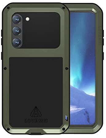 LOVE MEI Samsung Galaxy S23 Plus Militärische Metall Silikon Hülle [Eingebauter Displayschutz] Full Body Heavy Duty Stoßfest Armor Protection Case für Galaxy S23 Plus Grün
