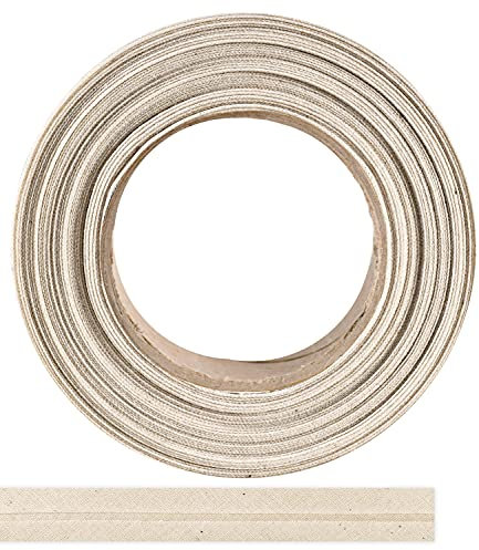 ME:NaMa Schrägband aus 100% Baumwolle - 10 m x 25 mm (gefalzt) - Hochwertiges Einfassband, Baumwollband, Schrägband - Ideal zum DIY-Nähen - In Belgien hergestellt, auf Einer Rolle (Natur)