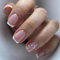 24 Pièces Faux Ongles Court Carrés Français Ongles à Coller Glossy Roses Nude Acrylique Capsules Ongles Ballerine Acrylique Press on Nails pour Femmes et Filles Salons De Manucure