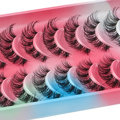 Falsche Wimpern Clear Band Natürlich D Curl Natürliche Cluster Volumen Wimpern Set,10 Paar Natürlich 3D Klebstoff Band KÜnstliche Wimpern (DD5)