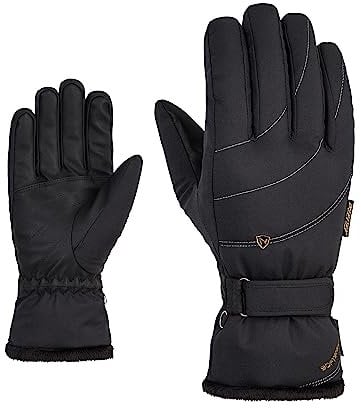 Ziener Damen KAHLI Ski-Handschuhe/Wintersport | Primaloft, Plüschfutter, Black.Gold Art, 6,5