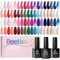 Beetles 39 Stk UV Gel Nagellack Set mit Überlack Unterlack, Reflektierender Glitzer, Burgunderrot, Blau, Grün, Winterfarben, 36 Farben Gel Nagellack für Mädchen