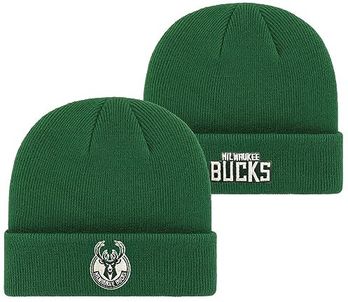 Outerstuff NBA Kinder Jugend 8-20 Primary Logo Wordmark Sport Knit Cold Weather Cuffed Beanie Hat, Milwaukee Bucks, Einheitsgröße