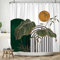 ASDCXZ Tenda da doccia in stile boho, 180 x 200 cm, moderna, astratta, arte verde, oro, tropicale, foglie, sole, bianco, bagno, lavabile, in poliestere, impermeabile, per vasca da bagno con 12 ganci