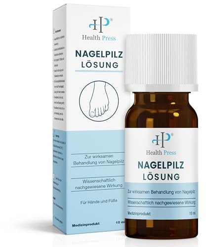 Health Press® Nagelpilz Lösung – 10ml Anti Nagelpilz Liquid – Nagelpilz Nagellack für Füße & Hände – Nagelkur für gepflegte Nägel – Nagelpilzmittel zur wirksamen Behandlung von Nagelpilz I Nagelhärter