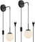 ELINKUME LED Wandleuchte,Wandlampe Innen mit Einstellbares Kabel,E27 Wandleuchten mit Kugelförmigem Lampenschirm,Schalter und Stecker für Schlafzimmer,Badezimmer Beleuchtung,Schwarz,2er-Pack