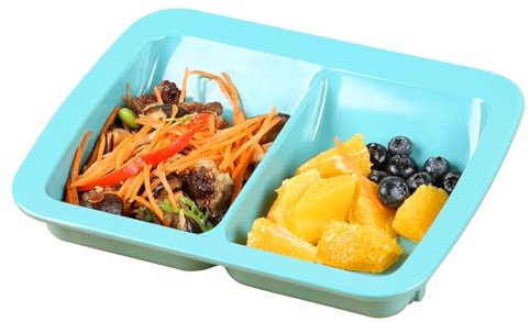 Ehucon Adaptive Utensils Plates with Extra Wall,Non-slip & Spill-proof Melamine Plate for Dementia,Stroke, Tremors,Self-Feeding Dinnerware for Elderly/Parkinsons(Melamine Divided Plates)