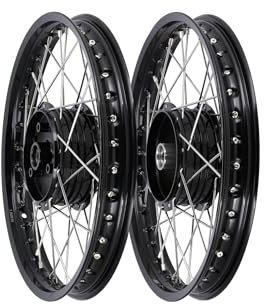 Set: 2x Speichenrad 1,5 x 16 Alufelge, Schwarz eloxiert + Edelstahlspeichen - für Simson S51, S50, KR51 Schwalbe, SR4