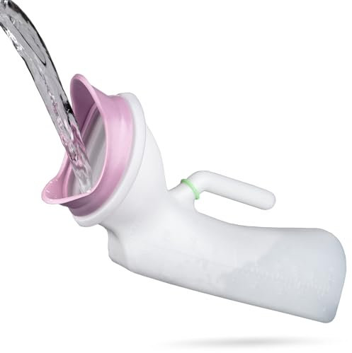 Urinoir féminin pour femmes, urinoir pour personnes âgées, patients au lit, bouteille d'urine portable avec anneau souple en silicone, urinoir portable pour personnes âgées et incontinence