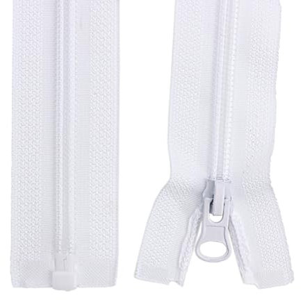 2 Pezzi Cerniera Lampo Bianca #5 70 cm, Cerniera Separabile Bianca Cerniere Lampo Divisibili Cerniera Invisibile Bianca Cerniera Lampo in Nylon per Abbigliamento Cucito Giacche Larghezza 33mm
