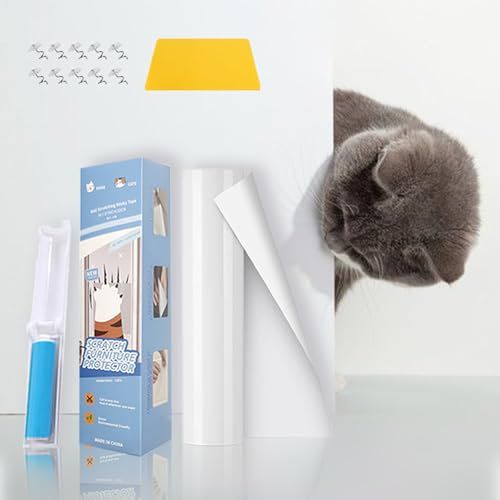 SB® Protector de Sofás para Arañazos de Gatos 20cm*500cm + Rodillo Quita Pelusas + Espátula de Colocación | Protector Anti Arañazos de Mascotas para Todo Tipo de Muebles y Puertas