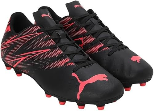 PUMA ATTACANTO FG/AG, Zapatillas de fútbol Hombre, White-Glowing Red, 42.5 EU