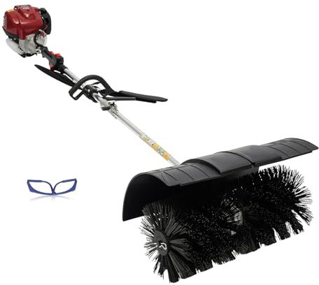 4-stroke Petrol Powered Sweeper, Artificial Grass Brush, Handheld Sweeper Gasoline Power Broom Sweeper, Street Cleaning and Snow Sweep, 58cm Extra Wide Electric Power Broom, 31cc 1.4 HP
