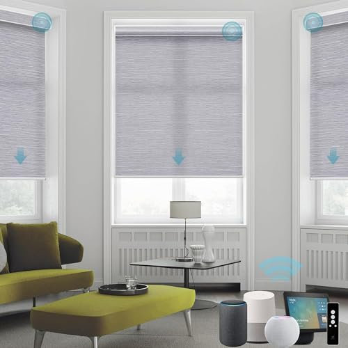 SmartWings Elektrisches Rollo mit Fernbedingung, Smart Rollo Innen 70% Verdunkelung, Kompatibel mit Alexa, Google Home, Homekit, Benutzerdefinierte Größe, Essentiell Grau
