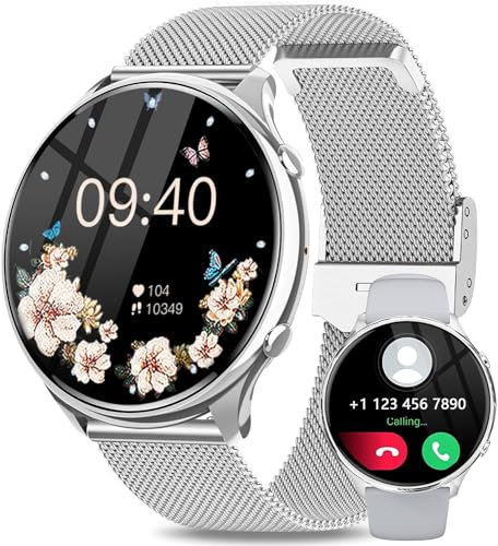 Fitonme Smartwatch Damen mit Telefonfunktion, 1,39 Zoll HD Touchscreen, IP67 Wasserdicht Sportuhr mit SpO2 Pulsuhr Schlafmonitor Schrittzähler, Fitness Tracker Kompatibel mit Android & iOS, Silber