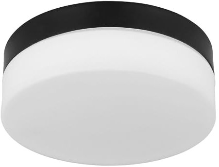 GLOBO LED Deckenleuchte Glas weiß Außenlampe Balkonleuchte schwarz Deckenlampe Außen, 9W 810lm warmweiß, DxH 18,4x6,5 cm