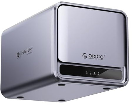 ORICO 2 Bay NAS Storage e Private Cloud, enclosure collegabile in rete con APP per la famiglia, protocollo Samba e DLNA, CPU a 4 core, 2 GB di RAM DDR4, Hardware RAID (Diskless) - TS200