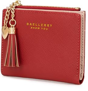 CHAOFANXI Portafoglio Donna Borsetta Portamonete Sottile Pochette Piccolo Portafogli in Pelle Squisita PU con Cerniera e chiusura a Scatto Scomparti per Carte Multipli, Rosso