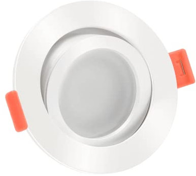 luxvenum LED Einbaustrahler 230V 7W - 1x dimmbare LED Deckenleuchte extra flach nur 25mm, 120° Abstrahlwinkel, 90 CRI Farbwiedergabe, Deckenspots für Flur, Wohnzimmer, Küche, Farbe Weiß, 2700K