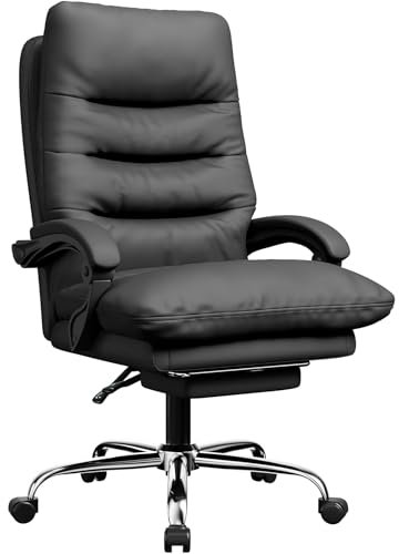naspaluro Executive Office Chair Big and Tall Office Desk Chair Ergonomic Computer Chair Heavy Duty PU Leather Recliner with Foot Rest and 360° Swivel for Home Office