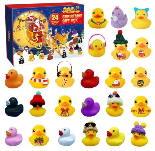 Weihnachts-Adventskalender Für Kinder,Weihnachts-Countdown-Kalender Mit 24 Verschiedenen Gummienten Für Partygeschenke, 24-teiliges Set Mit Niedlichen Gummienten, Weiches Badespielzeug