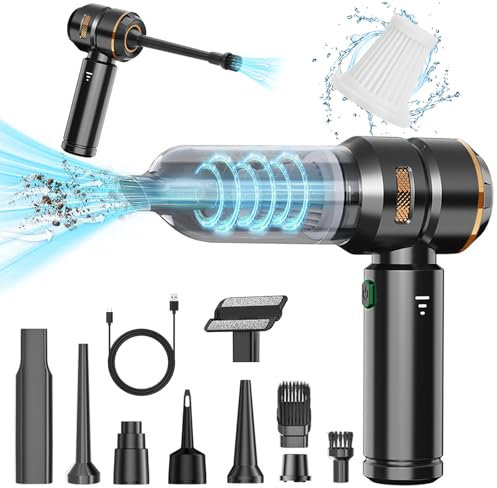 Handstaubsauger Akku, 18000Pa 4 in 1 Auto Staubsauger Kabellos, Autostaubsauger Stark, Mini Staubsauger Wiederaufladbarer für Auto PC Sofa Büro Tierhaar Reinigung, Ritzen Ecken