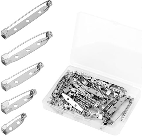 50pcs Épingle Barre pour l'Artisanat, Attache Broche 5 Tailles Épingles de Sûreté Métal Pin Backs pour la Fabrication de Bijoux à Faire Soi-Même Badge Épingles à Cravate