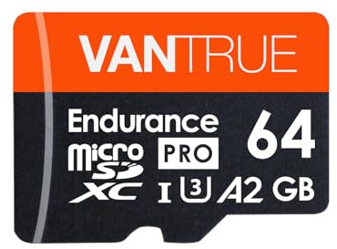 Vantrue 64GB SD Card MicroSDXC UHS-I A2 High Speed 4K UHD Video High Speed Transfer Monitoring SD Card APC A2 with Adapter for Dash Cam, Body Cams, Action Camera, Surveillance & Security Cams