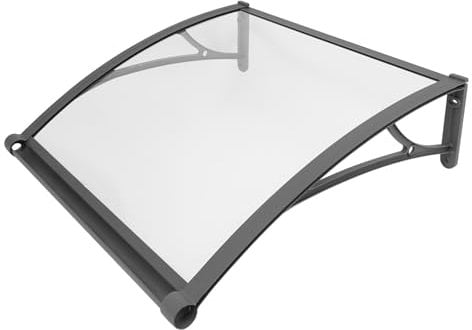 82×77×29cm Außenfenster Markise aus Aluminium und Polycarbonat, Vordach für Haustür Überdachung (Klar+Grau)