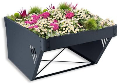 Metzler Mähroboter Garage Metall mit Pflanzdach in Anthrazitgrau – Robuste Stahlkonstruktion für Rasenroboter – Wetterfeste Mährobotergarage mit Überdachung für optimalen Schutz, Maße 60×37×70 cm