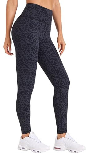 Enjoyoga Leggings Damen High Waist [mit Innentasche] -Blickdicht Sporthose Laufhose für Sport Yoga Gym -13(S-M, Y -Schwarz Leopard)