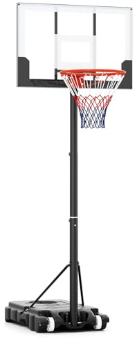 LIFEZEAL Kinder Basketballkorb Outdoor, Basketballständer mit verstellbar Höhen von 100cm bis 212 cm, Tragbare Korbanlage auf Rollständer
