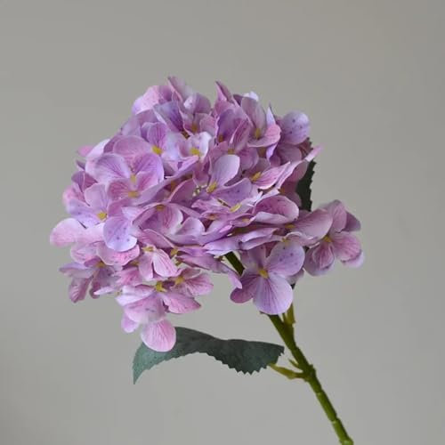 LIJUCAI Fiore di ortensia artificiale blu da 42 cm, ramo di ortensia artificiale realistico per la decorazione di matrimoni in casa (viola scuro)