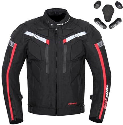 oFzimTo Motorradjacke Herren mit CE-Protektoren | Wasserdicht & Winddicht | 600D Oxford | Reflektierend | Sommer & Winter | Motorradbekleidung Männer (Schwarz,XL)