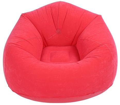 Lylithuif Aufblasbarer Lounge-Sessel, weich beflocktes PVC, tragbar, zusammenklappbar, aufblasbares Sofa für Wohnzimmer, Schlafzimmer, Balkon, Büro, Reisen, umweltfreundliches Material, (Rot)