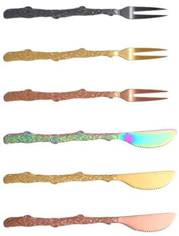 BESPORTBLE Set 6 Forchette da Resistenti alla Ruggine e Facili da Pulire in Inossidabile Due Punte Colore Casuale per Banchetti e Matrimoni