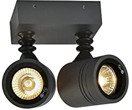 SLV MYRA | LED Deckenlampe , Wand- und Deckenlampe, Wandlampe, Decken-Strahler, Außenbeleuchtung von Wänden, Wegen, Eingängen, LED Strahler, Aussenleuchte LED, Gartenlampe | zweiflammig, 2xGU10, IP55, anthrazit