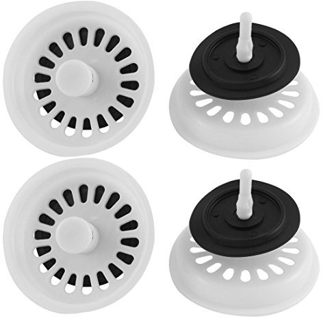 sourcingmap Salle de bain en plastique évier Passoire égouttoir bonde Filtre 4pièces Blanc