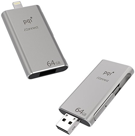 PQI iPhone iPad Chiavetta USB-Lightning [Apple MFi Certificato], iConnect[USB 3.0] Pen Drive, Mobile Espansione di Memoria per iPhones, iPad, iPod Mac&Computer (64GB)(Grigio siderale)