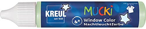 KREUL 24436 - Mucki Window Color, Nachtleuchtfarbe, 29 ml Pen, Fenstermalfarbe auf Wasserbasis, parabenfrei, glutenfrei, laktosefrei, vegan, leicht vermalbar, auswaschbar