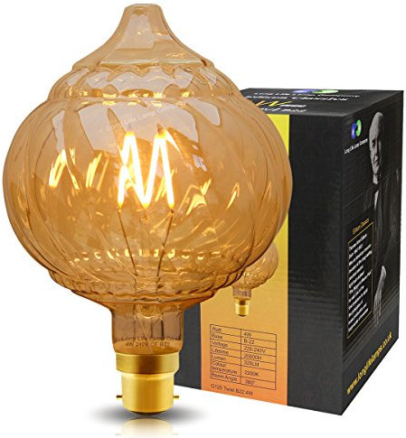 Long Life Lamp Company Dome Vintage LED 4w Filament Light Bulb Swirling Smoked Glass B22