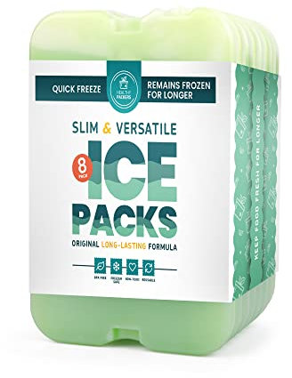Healthy Packers Kühlakku für Lunchbox €“ Gefrierpackungen €“ Original Kühlakku | Schlanke & langlebige Kühlakkus für Ihr Mittagessen oder Kühltasche (8er-Pack)