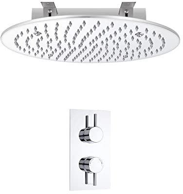 MILANO Mixer Valve 400mm Ceiling Mounted Recessed Round Shower Head Chrome