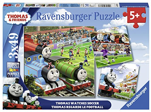 Ravensburger Italy- Thomas & Friends Thomas Watches Soccer Puzzle, 3 x 49 Teile, 08037