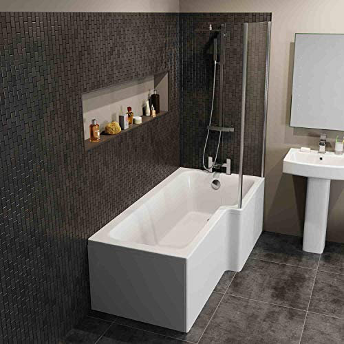 Modern 1700mm L Shaped Right Hand Shower Bath Only Acrylic Bathtub White Bathroom Tub