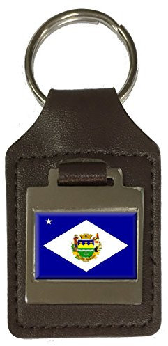 Schlüsselanhänger aus Leder mit Gravur Taubate City Sao Paulo, Staatsflagge
